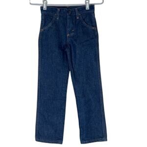 Vintage Rustler Kids Blue Dark Wash Denim Jeans 7 Cowboy Western Country Rodeo